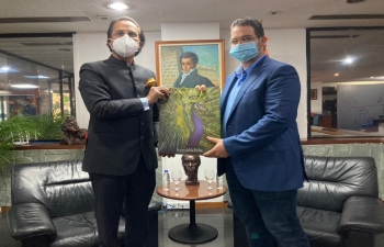 Venezuelan Minister of University Education H.E. Cesar Gabriel Trompiz Cecconi invited Ambassador Abhishek Singh for a meeting and discussed cooperation in the field of University Education